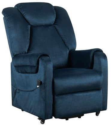 POLTRONE ITALIA Detraibile 19% Poltrona Relax Elettrica 2 motori, reclinazione indipendente schienale pediera 4 ruote spostare utente soffice seduta indeformabile tessuto premium elettrica Blu