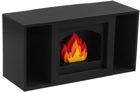 HOLIDYOYO Cheminée Miniature Noire pour Maison de Poupée – Décoration de Mini-Cheminée Réaliste en Modèle Unique Accessoire Décoratif de Table pour Village de Noël et Bureau Ornement