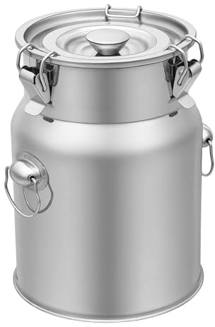Milk Can 1-Gallon Milk Jug Container Stainless Steel Bucket with Sealed Lid and Carry Handle, Airtight Food Storage Container for Home, Farm, Commercial Kitchen