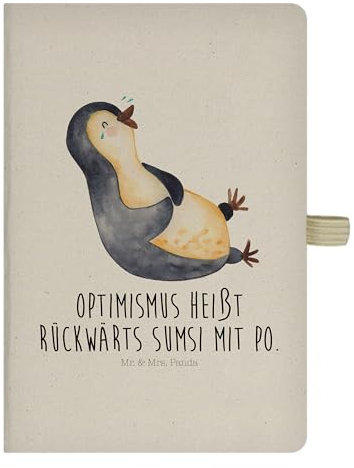 Mr. & Mrs. Panda DIN A5 Baumwoll Notizbuch Pinguin Lachen - Geschenk, Journal, Optimismus, witzig, Fröhlich, Schreibheft, Fröhlichkeit, Schreibbuch,