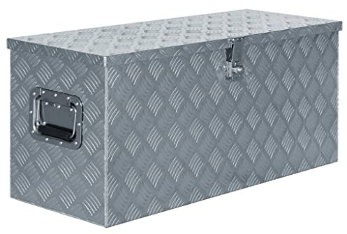 vidaXL Boîte à outils, boîte de rangement d'extérieur avec système de verrouillage, coffre à outils, coffre de rangement pour garage, jouets, camping-car, remorque, camion, en aluminium argenté