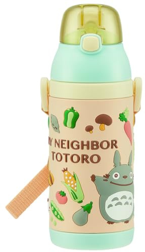 Skater SSPV4 Stainless Steel Children's Water Bottle, 12.8 fl oz (380 ml), Drinking Straw, 3D, My Neighbor Totoro, Diluted Color, Ghibli