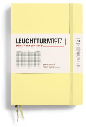 LEUCHTTURM1917 365487 Notizbuch Medium (A5), Hardcover, 251 nummerierte Seiten, Vanilla, kariert
