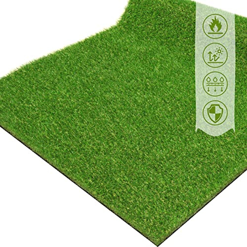 ZGR Artificial Grass Turf Lawn 4'10 x 8' Outdoor Rug, 0.8 Premium Realistic Turf for Garden, Yard, Home Landscape, Playground, Dogs Synthetic Grass Mat Fake Grass Rug, Rubber Backed with Drain Holes