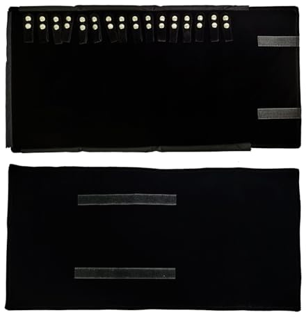 SCIKHEFT Velet Travel Jewelry Case Roll Bag Organizer for Necklace Bracelet Black Gray Velvet (Black Velvet)