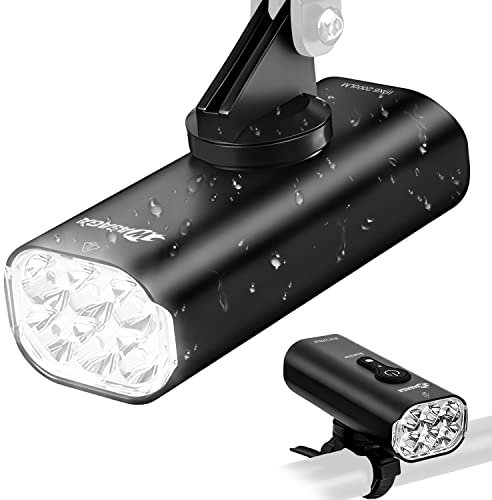 2000 Lumen Smart Bike Lights - WASAGA Rechargeable Night Riding IPX6 Waterproof Bicycle Headlight, 6 LED 6 Modes Runtime 16 Hours Intelligent Front Light for Mountain Road Bikes Cycling Safety