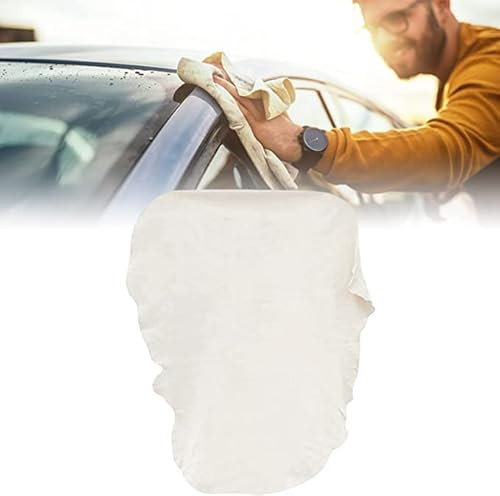 Auto Ledertuch Fensterleder, Fensterleder Auto Reinigungstuch, Auto-Reinigungstuch, Fensterleder 60x40cm Saugfähiges Weiches Ledertuch, Echt Leder, Autopolierleder, Streifenfrei & Ultra Saugfähig