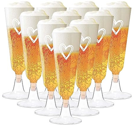 Gute 25 Stück Sektgläser Plastik,160 ml Transparente Champagnergläser,Wiederverwendbar Champagnerflöten,Sektkelch,Dessertbecher,Sektflöten für Partys,Hochzeiten,Geburtstage (Transparent-A)