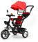 Baby-Dreirad, mitwachsend, Kinderfahrrad ab 10 Monaten, mit verstellbarem Elternstock, Fußstütze, Sonnenblende, Korb und Aufbewahrungstasche (rot)