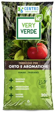 Terriccio Piante Aromatiche Basilico Rosmarino Origano Salvia Menta Ortaggi Consentito in Agricoltura Biologica Confezione 20Lt