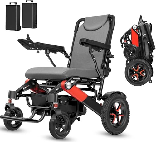 ByteTecpeak D01 - Sedia a rotelle elettrica da 14,1 kg, leggera, in alluminio, pieghevole e adatta al volo, batteria al litio da 12 Ah, motore da 500 W, portata 150 kg