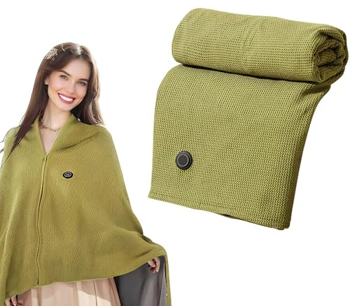 Coperta elettrica con batteria, coperta elettrica con spegnimento automatico, riscaldamento rapido, 150 x 80 cm, coperta termica con 3 riscaldatori, cuscino termico portatile per ufficio, campeggio