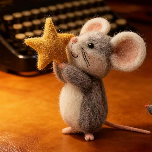 Filz Maus, Weihnachtsmaus Plüsch, Mini Mäuse Mit Stern, Handgefertigte Nadelfilzmäuse, Niedliche Nadelfilzmaus, Festliche Filzmaus Weihnachtsdekoration, Winter Puppen-Dekorationen