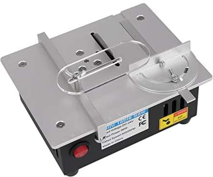 Repomanda Mini sierra circular de mesa, máquina de sierra de precisión con 4 cuchillas, 96 W, 5000 rpm, altura regulable 0,1 – 15 mm, fuente de alimentación de 7 marchas, para modelismo de madera
