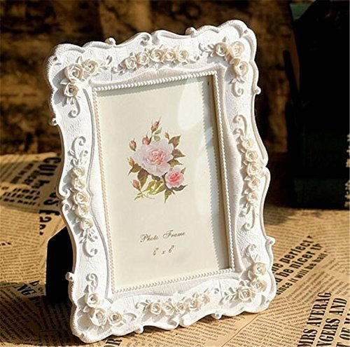 Esoes Vintage Photo Frame, White, Free-standing & Wall Mountable Premium Vintage Picture Frame with Matted (6 x 4 inch)