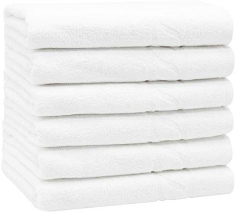 ZOLLNER 6er Set Handtücher mit Zopfmuster, Baumwolle, ca. 50x100 cm, weiß