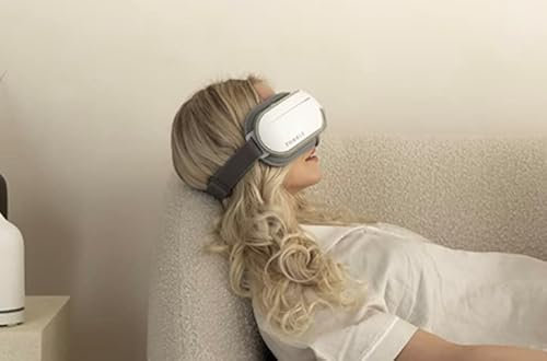 Tubble® Masq Augenmassagegerät mit Wärme & Vibration - Lindert Augenringe & Trockene Augen - Verbessert Schlafqualität - Weiches Öko-Leder - Wiederaufladbar - Seashell White