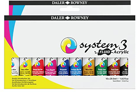 Daler Rowney System3 Acryl-Flüssigkeitsset, 8 x 29,5 ml, bunt