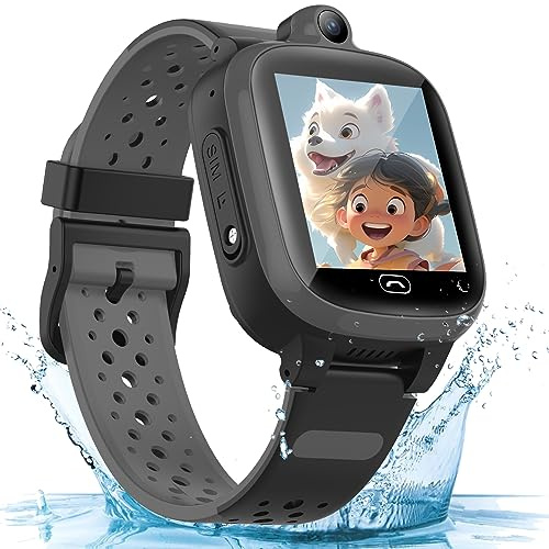 TEZILON Kids 4G GPS Smart Watch, Global Real-Time Tracking Phone Video Call and Text Geo-Fence SOS Emergency Alert Voice Message Camera Pedometer Waterproof Anti-Lost GPS Tracker Birthday Gift