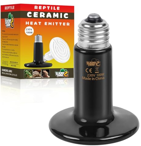 LUCKY HERP Ceramic Heat Emitter, Reptile Heat Lamp Bulbs 100W, Ceramic Heat Lamp for Reptiles, E27 Vivarium Heat Light for Tortoise, Puppy, Chick, Turtle, Dog, Cat, Bearded Dragon