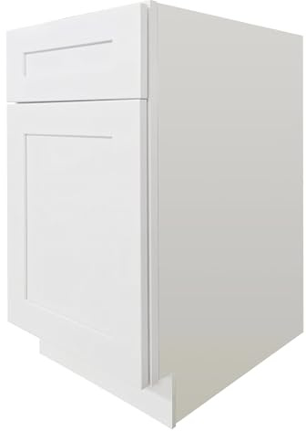 CozyHommie Shaker Style Unassembled Kitchen Solid Wood Base Cabinet 1 Shelf 1 Door 1 Drawer Multiple Sizes and Colors (White, 18 Width*24 Depth*34-1/2HEIGHT)