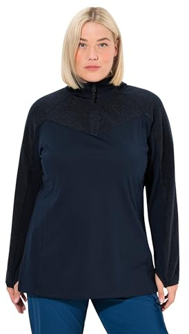 Ulla Popken Womenswear Plus Size Curvy Teddy Fleece Troyer Collar Sweatshirt Marine 42+ 830624130