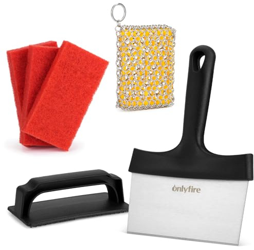 onlyfire Griddle Cleaning Kit for Blackstone, Multifunctional Griddle Accessories for Rusty Grills, Flat Top Grill Cleaning Kit Including Grill Stone, Griddle Scraper, Scouring Pad and Handles