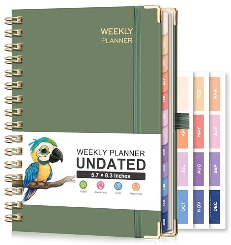 RETTACY Undated Planner, Weekly and Monthly, A5 Medium Size (5.7 x 8.3)