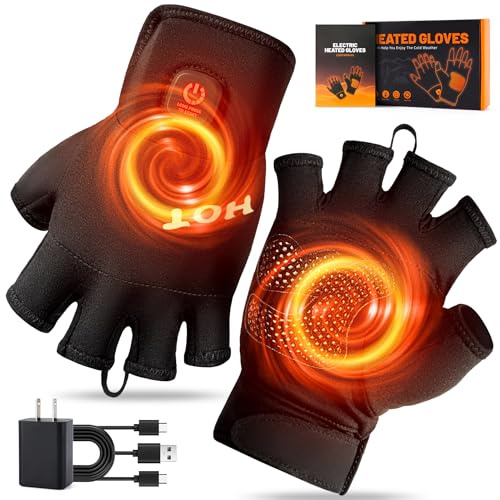 Auspicious beginning Wiederaufladbare beheizte fingerlose Handschuhe für Damen und Herren, Arbeit (M)