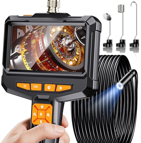 Telecamera endoscopio con luce, fotocamera endoscopio da 4,3 pollici, fotocamera 1080P HD tubolare con 8 luci LED regolabili, Ip67 impermeabile, telecamera di ispezione semirigida da canale per motore