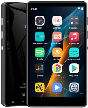 SWOFY MP3 Player mit Bluetooth und WLAN, 4,0-Zoll-Touchscreen, MP3 & MP4 Player Android mit Spotify, Pandora, Amazon Music, Libby, Audible, Browser, Erweiterung bis zu 1TB (Schwarz)