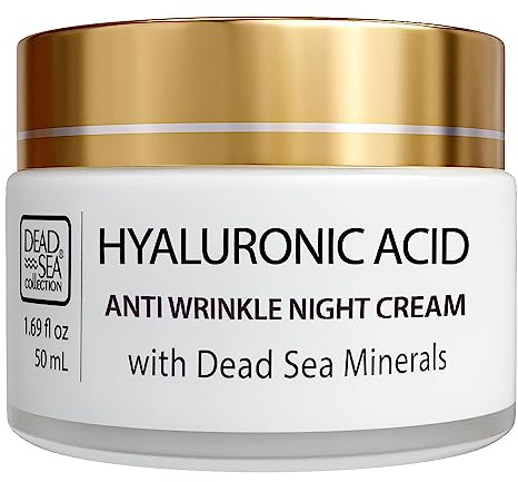 Dead Sea Collection Night Cream for Face with 5% Hyaluronic Acid, Dead Sea Minerals, and Vitamin E – Anti Aging Nourishing Skin Care Moisturizer to Reduce Wrinkles (1.69 fl. oz)