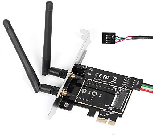 MZHOU PCI-E M.2/NGFF Card, M.2 NGFF to PCI-E 1X Desktop WiFi Adapter WLAN Karte Network Card Converter for 8260 7265 1535 7260 with Dual-Band 2.4/5G Antenna Support NIC