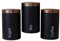 #N/A 3pcs Metal Containers with Lids, Coffee, Tea, Sugar Food Storage Container Jars with Lids, Black