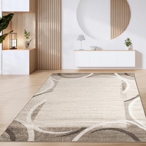 Paco Home Teppich Wohnzimmer Kurzflor Vintage Geometrische Moderne Muster Braun Beige, Grösse:240x340 cm, Farbe:Braun 6