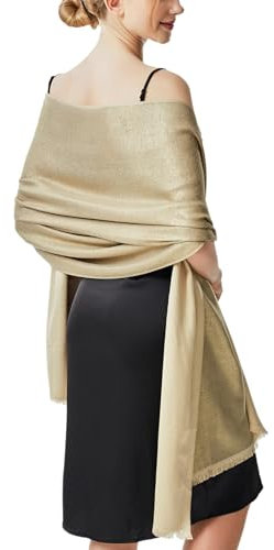 vimate Glitter Abend Schal Wrap, Soft Gold Pashmina Brautkleid Schals und Wraps für Frauen Brautkleider (DE-Gold)