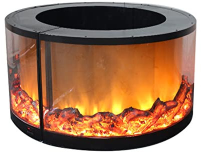 Chimenea eléctrica Columna de lujo Chimenea eléctrica en la pared empotrada con remoto, 23.6 pulgadas de diámetro, 17.7 pulgadas de alto, chimenea de estufa de madera eléctrica con efecto de llama Chi