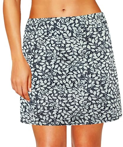 Timuspo Jupe de randonnée pour femme avec short intérieur taille haute Tennis Skort Jupe élégante avec jupe-short courte et poches Jupe de golf Extérieur Jupe de sport Course Entraînement, Feuille., M