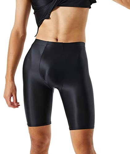 Caxndycing Herren Glänzende Leggings Strumpfhose Laufhosen Sportleggings Atmungsaktiv Funktionsunterhose Tights Shorts Kurz Hose Kompressionshose Badeshorts Sexy Kurz Sporthose