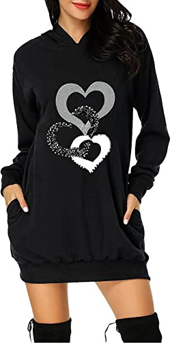 Cocila Abiti Estivi Donna Felpa con Cappuccio Stampata alla Moda da Donna Borsa con Cappuccio e Stampa con Cappuccio alla Moda Abiti A Maniche Lunghe