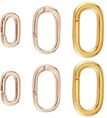 PH PandaHall 6 Stück 3 Stile Frühlings Schlüsselanhänger Messing Schlüsselverschlüsse Goldener Ovaler Karabiner Karabinerhaken Auslösefeder Schlüsselanhänger Schnalle Halskettenverstärker Verkürzer