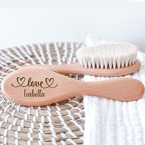Personalisierte Baby Haarbürsten,personalisiert Mit Namen Holz Ziegenhaar Baby Haarbürste,neugeborene Baby Haarbürste Infant Kamm Cradle Cap Treatment,Geburt/Taufe/Geburtstag Baby Dusche Geschenke