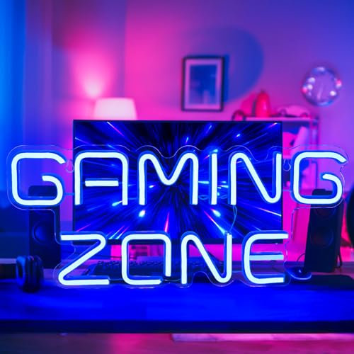 Neonlicht Schild, Spiel Leuchtreklame Gaming Zone Gaming Neon Schild Neon Sign Licht Neonschilder für Spielzimmer Wand Game Room Bar Party Kinderzimmer Deko Jungen ﻿