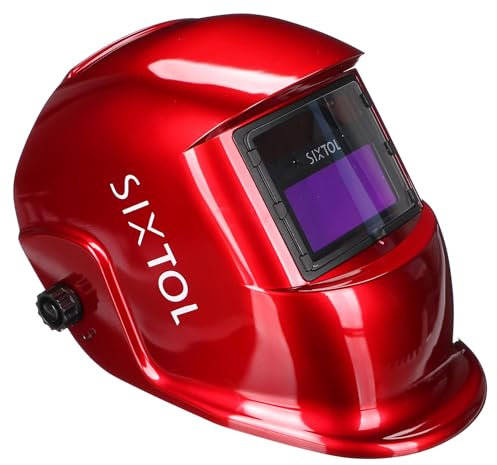 SIXTOL Welding MASK 2 Solar Automatic Darkening Welding Helmet Welding Mask Grinding Function Wide Shade 4/9-13 Welding Helmet for Tig Mig Arc Red