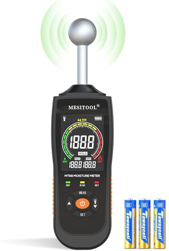 Testeur Humidité MEISTOOL Testeur Humidité bois Écran LCD avec rétroéclairage vert détecteur humidité Avec Fonction D'alarme pour Murs, Bois et autres Matériaux de Construction