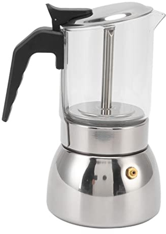 Pilipane Olla Moka De Inducción, Cafetera Para Café Italiano, Cafetera Para Estufa Con Diseño De Vidrio Transparente Y Acero Inoxidable De 200ml/300ml(300ml)