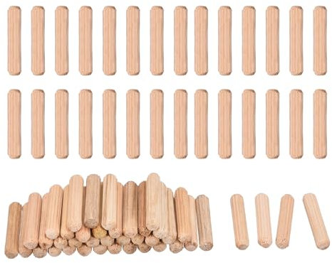 QUARKZMAN 60 Pcs Chevilles En Bois 5x25mm(0.2x0.98) Extrémités Biseautées Chevilles En Bois Séchées Pour Meubles Étagères Travail Du Bois