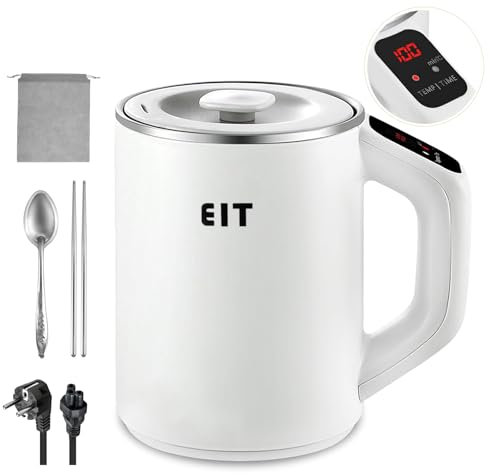 Hervidor eléctrico de acero inoxidable 304 de 1 L con temperatura ajustable de 45 a 100 °C, portátil de viaje de 450 W, función de mantenimiento del calor y protección contra ebullición en seco.