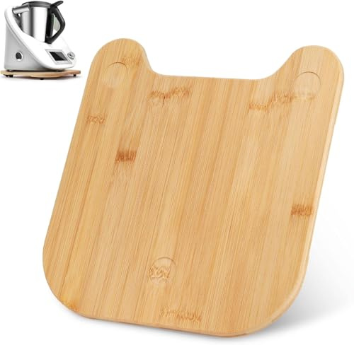 Gleitbrett für Thermomix TM5 TM6 aus 1,5cm Dickem Bambusholz mit Kugelrollen und Dämpfende Gummifüße– Arbeitsplatte nicht Beschädigt, Thermomix Gleitbrett