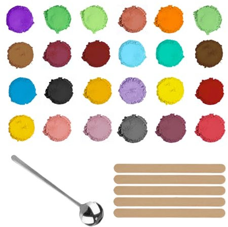 Ronoza Farbe für Gießpulver 3g, Farbpigmente für Gießpulver, Mica pulver 24 Farben, für Seifenfarbe, Schmuckherstellung, Nagellack, Epoxidharz, Kerzenherstellung, Badebomben, Kosmetischer, Schleim